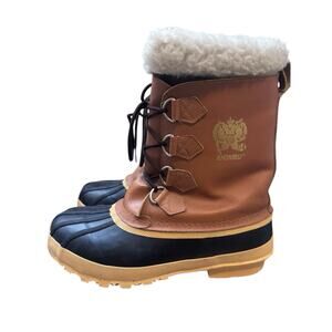 Khombu Women’s Winter Duck Boots Size 8 Brown Black Fleece Lined Lace-Up Snow